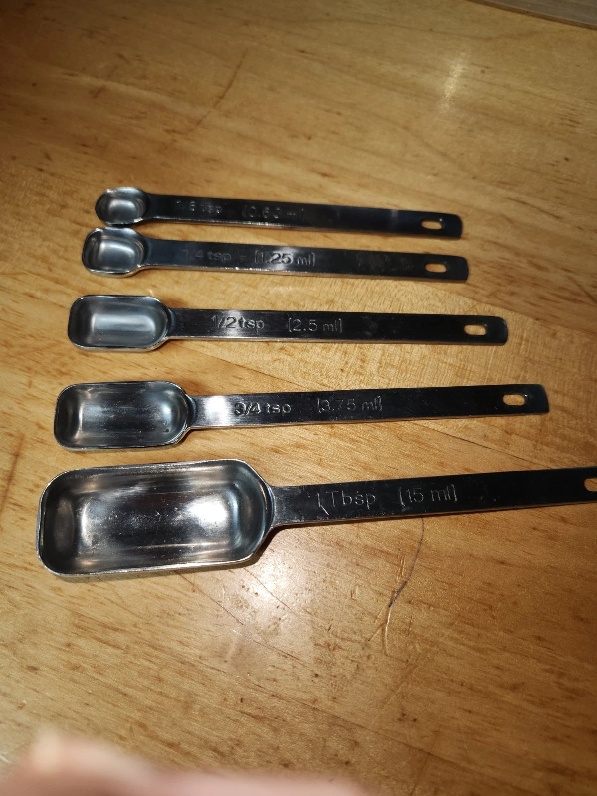 Vintage AMCO 18/8 Stainless Steel Nesting 5 Measuring Spoons