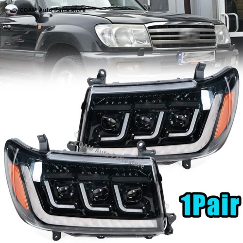 2Pcs For Land Cruiser LC100 1998-2007 LED DRL Double Beam Projector Headlights - Picture 1 of 21