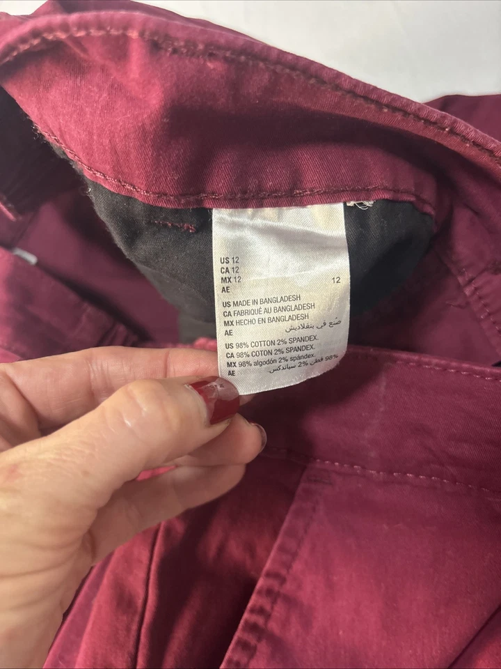 Karen Scott Women's 12 Burgundy Capri Pants BOHO Travel Resort Summer Colorful - Image 4 of 4