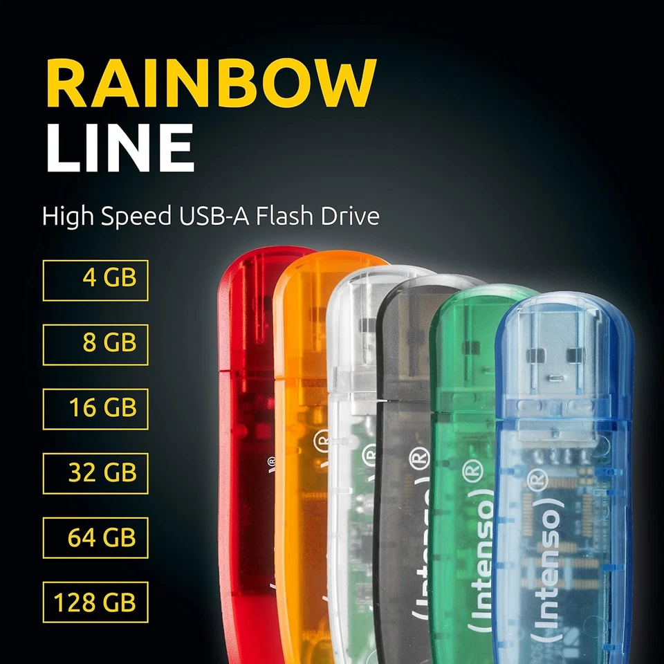 Intenso 3502460 8GB Rainbow USB 2.0 Flash Drive - Transparent Green 8GB Green - Image 3 of 4