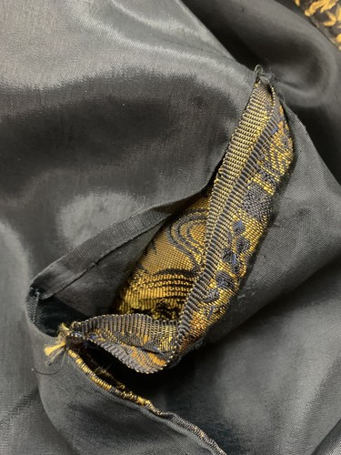 Vintage GLENDALE Gr. L gefütterter japanischer Kimono Morgenmantel schwarz gold Gürtel Pagode LESEN - Bild 21 von 24