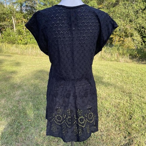 Johnny Was Black Boho Western Floral Embroidered Cutout V Neck Small Top - Bild 4 von 6