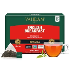 , English Breakfast Black Tea Bags (30 Count) High Caffeine | Strong, Robust & F