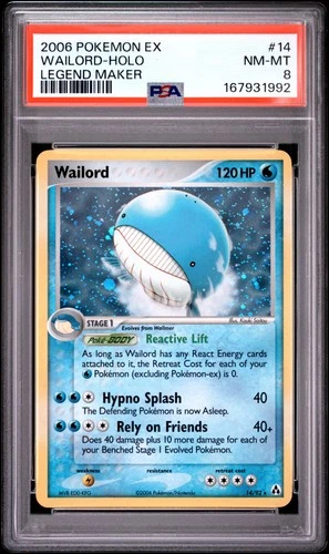 2006 POKEMON EX LEGEND MAKER #14 WAILORD-HOLO PSA 8