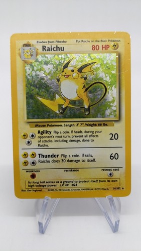 Raichu - 14/102 Base Set Unlimited Holo Rare Pokemon - MP