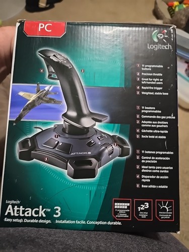 Logitech Attack 3 Joystick PC USB Flight Stick Controlador de Juegos Caja Abierta De Colección - Imagen 4 de 4
