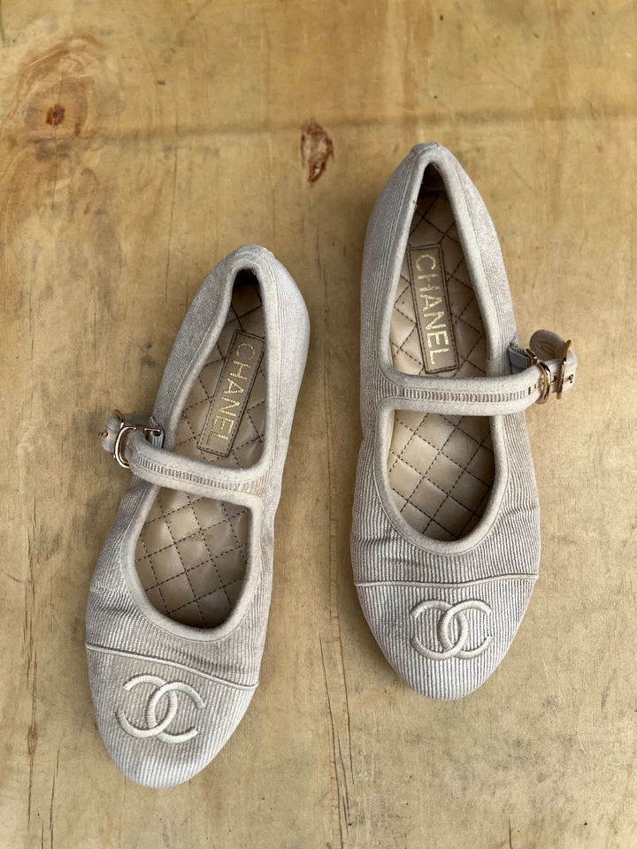 Chanel Maryjane Corduroy Ballets Beige size36 EU - Image 2 of 4