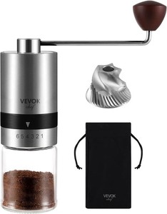 Vevok Chef Manual Conical Burr Coffee Grinder 6 Adjustable Settings Stainless