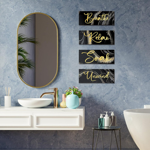 4 Pieces Bathroom Wall Decor Relax Soak Unwind Breathe Art Wooden... - Picture 6 of 8