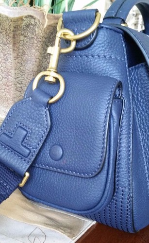 TORY BURCH MULTI STRIPE KAMERA-/UMHÄNGETASCHE TORY NAVY LEDER NEU MIT ETIKETT + STAUBBEUTEL - Bild 5 von 12