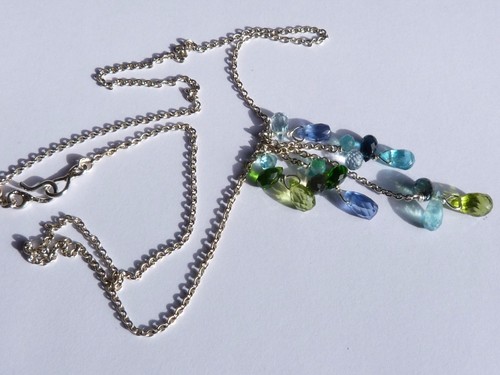 Collana/Ciondolo IN Argento 925, Peridoti,Apatiti,Cianite,Acquamarina - Foto 11 di 12