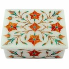 4" x 3" x 2" Marble Jewelry Box Stone Pietra Dura Inlay Work Home Decor