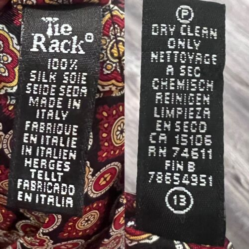 De Colección Frangi Corbata Negro Rojo Blanco Geométrico 100% Seda Italia Plisado Cuello Bufanda - Imagen 12 de 12
