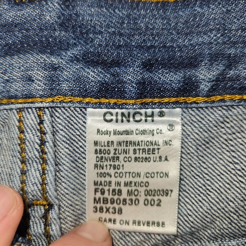 Cinch Jeans Herren 38x38 Blau Denim Green Label Western Rodeo Cowboy Hose EUC! - Bild 7 von 12