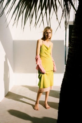 NWT ZARA CONTRASTING MIDI DRESS YELLOW - REF. 2712/613 S