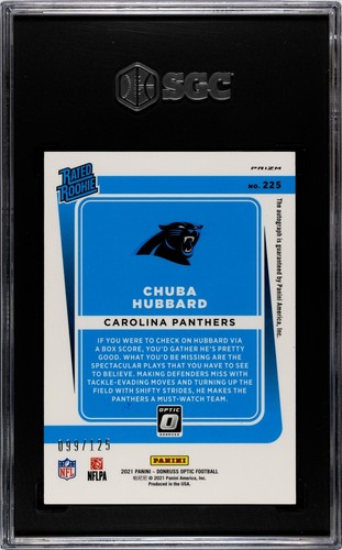 2021 Donruss Optic Holo Prizm #225 Chubba Hubbard Auto RC (Jaguars) SGC 9 /125 - Picture 2 of 2