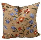 Embroidered Flowers Cushion Cover Marvic Traditional Home Sofa Decor 16x16 in
