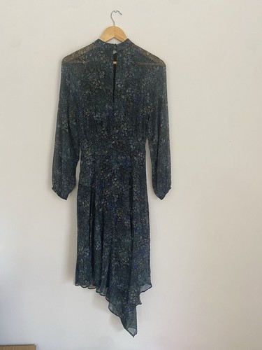 Tokito Dress Size AU 8 / US 4 Asymmetrical Long Sleeve Midi Dark Green Floral - Picture 6 of 8