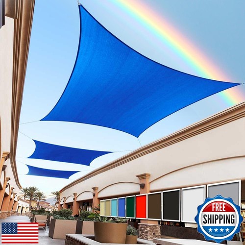 Royal Shade 8' x 14' Azul Rectángulo Parasol Vela Toldo Exterior Patio Fabri