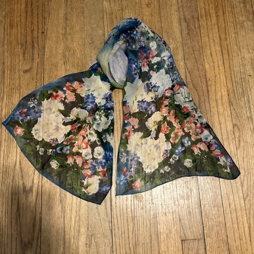 Vintage 100% Silk Scarf Floral Print Museum Fine Arts Boston Made In Japan EUC - Picture 8 of 18