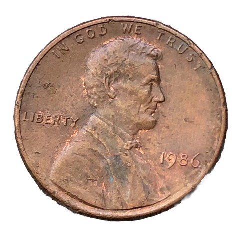 1986 UNITED STATES OF AMERICA U.S.A ONE 1 CENT COIN - LIBERTY (Lot 1157)