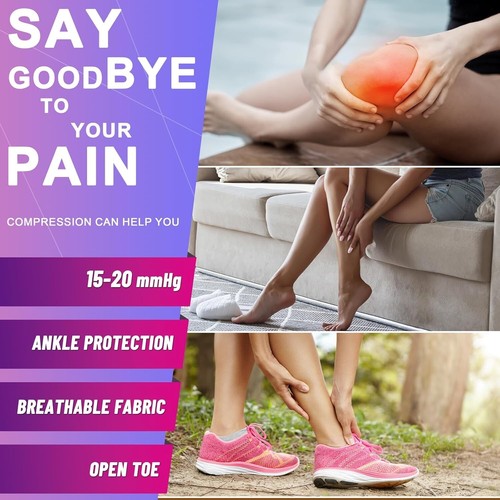 Roiii 15-20mmHg Calf Knee High Open Toe Zipper Compression Socks for Women & Men - Picture 138 of 165