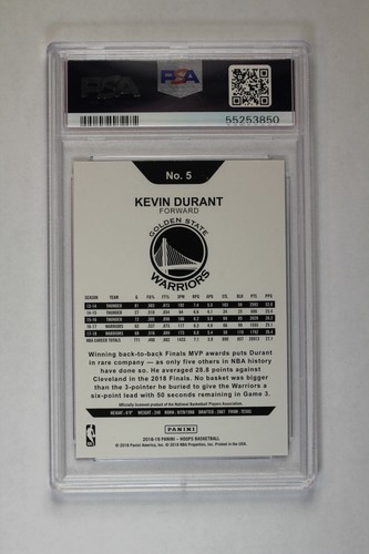 2018-19 Panini Hoops KEVIN DURANT #5 Red Checkerboard #D 7/15 PSA 8 NM-MT - Picture 2 of 2