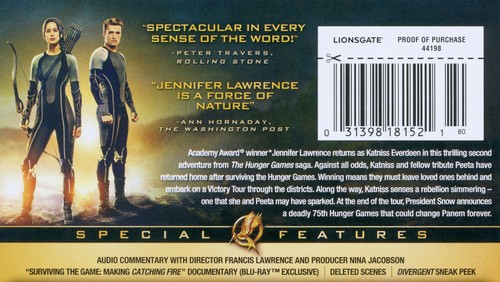 Hunger Games: Catching Fire 2013 PG-13 movie, Blu-ray & case, Jennifer Lawrence - Picture 3 of 6