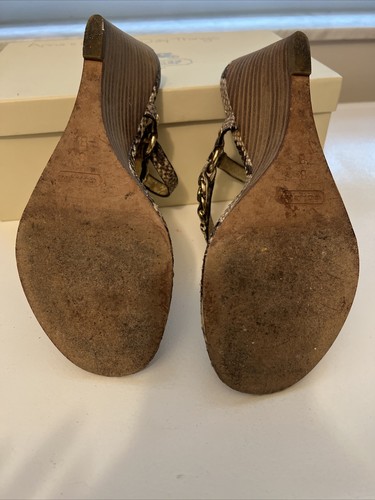 Coach “Honora” Python Thong/Wedge Sandal Gold Chain Hardware Size 8 M Pre Owned - Picture 5 of 5