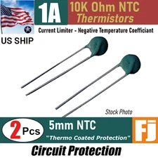 2 Pieces | 10K OHM 1 Amp | NTC Current Limiter THERMISTOR 5MM | US SHIP