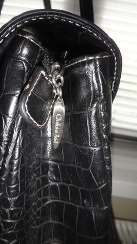 Bolso de hombro grande vintage Charlotte Reid con patrón cocodrilo negro - Imagen 14 de 22