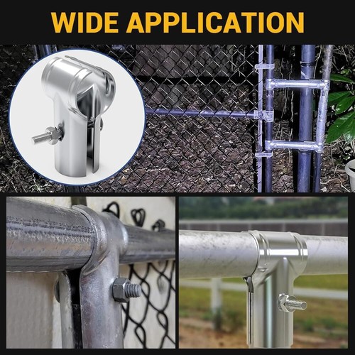 6 Stück Maschendglied Zaun Endschiene Panel T-Schellen T-Gelenk Rohrverbinder verzinkt - Bild 14 von 22