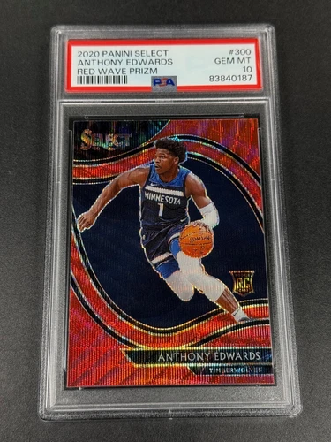 ANTHONY EDWARDS 2020 SELECT #300 COURTSIDE RED WAVE PRIZM ROOKIE RC PSA 10 GEM