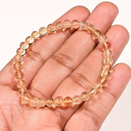 Brazalete elástico 4-7MM AAA+ citrino redondo piedras preciosas cuentas 6-8" para hombre mujer - Imagen 4 de 8