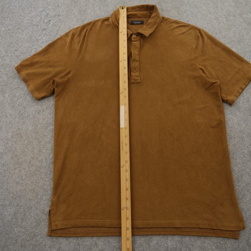 Zara Polo Shirt Mens Large Brown Faux Suede Short Sleeve Casual - Picture 7 of 11