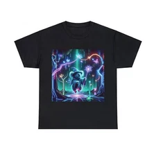 Unisex Adult T Shirt Mystic Koala Wizard Neon Forest Magic Graphic Futuristic