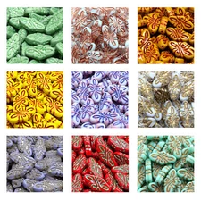 Rutkovsky 111-95018 Arabesque Pressed Beads Czech Glass 19x9mm Size 6 pieces