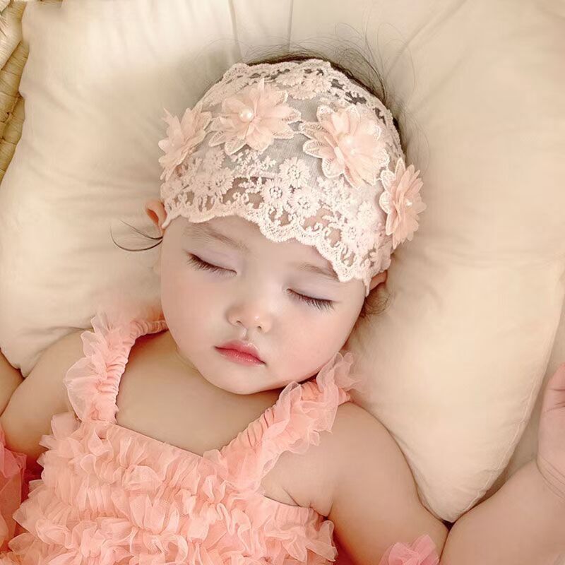 Baby Girl Headband Flower Stretch Lace 