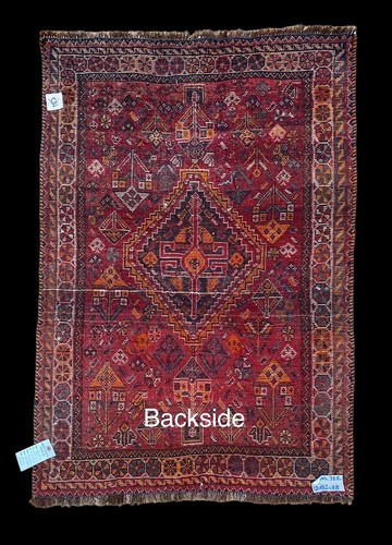 Antique Rare Geometric Decorative Area Rug Vegetable Dye Shira z All Wool 3x4 - Picture 8 of 10