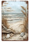 Metal Sign Vintage  BEACHSCAPE   Coastal Nautical Summer  8 x 12
