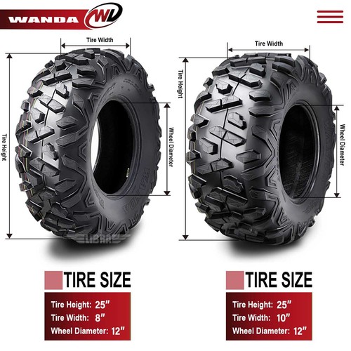4 UTV ATV Tires 25x8-12 25x10-12 WANDA for 2014 & Up POLARIS SPORTSMAN 570/ACE - Picture 4 of 8