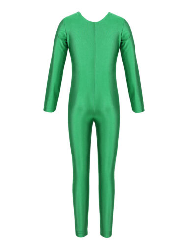 Mädchen Glänzend Ganzanzug Einteiler Overall Gymnastik Body Trikot Tanz Kostüm - Bild 97 von 190