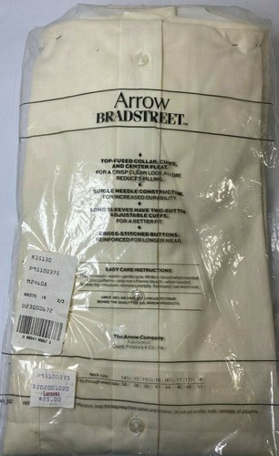 Vintage Arrow Bradstreet Mens Cream Button Long Sleeve Shirt Sz 16 - 32/33 NWT - Picture 3 of 3