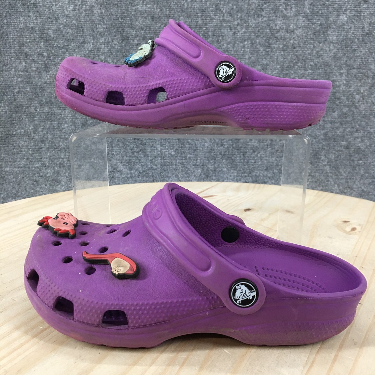 Crocs Shoes Junior 2 Clogs Purple Rubber Slip On Casual Closed Toe