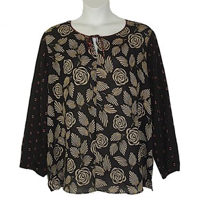 Plus-Size-Top-2X-Koos-of-Course-Black-Brown-Mixed-Print-Tunic-Bust-55-034