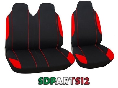 2+1 NERO ROSSO TESSUTO COPRISEDILI PER PEUGEOT BOXER EXPERT,NUOVO