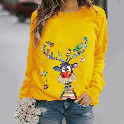 Women Christmas Novelty Xmas Hoodie Blouse Ladies Jumper Pullover Top Sweatshirt - Picture 10 of 21