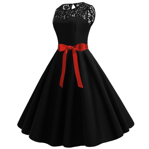 Women Vintage Retro 50s Rockabilly Dress Evening Party Pinup Skater MidiSundress - Picture 19 of 36