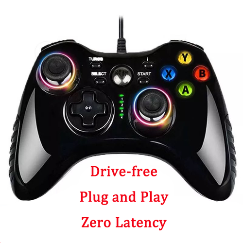 Black Usb Gamepad Computer Wired Vibration Steam Tv Projection Ps3 Driver Free Ebay