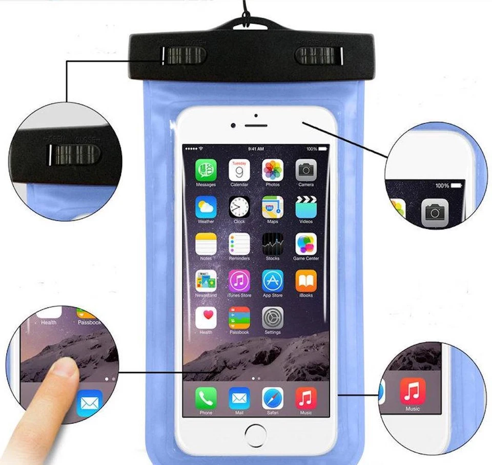 FUNDA UNIVERSAL IMPERMEABLE BOLSA TELÉFONO 6" PARA APPLE PHONE 4 4S 5 6 PLUS 7 8 X Foto 3 de 4